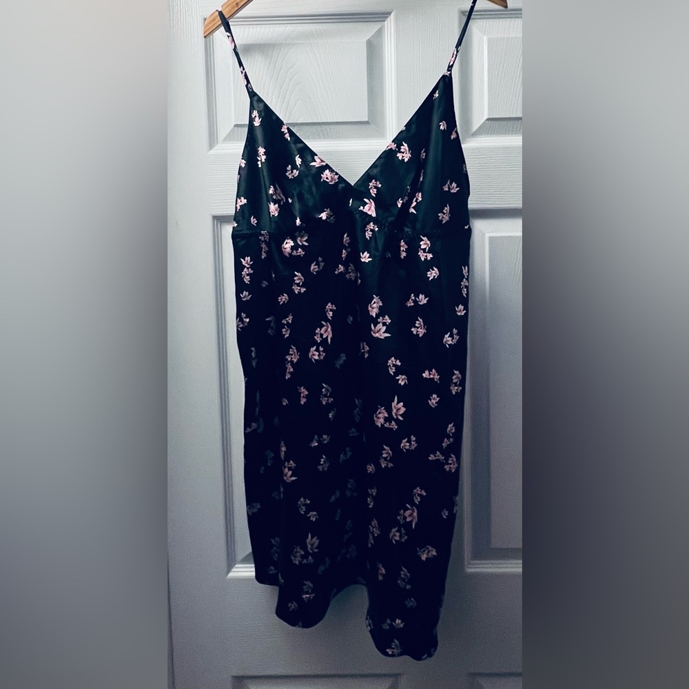 Victoria's Secret black and Pink Floral Chemise